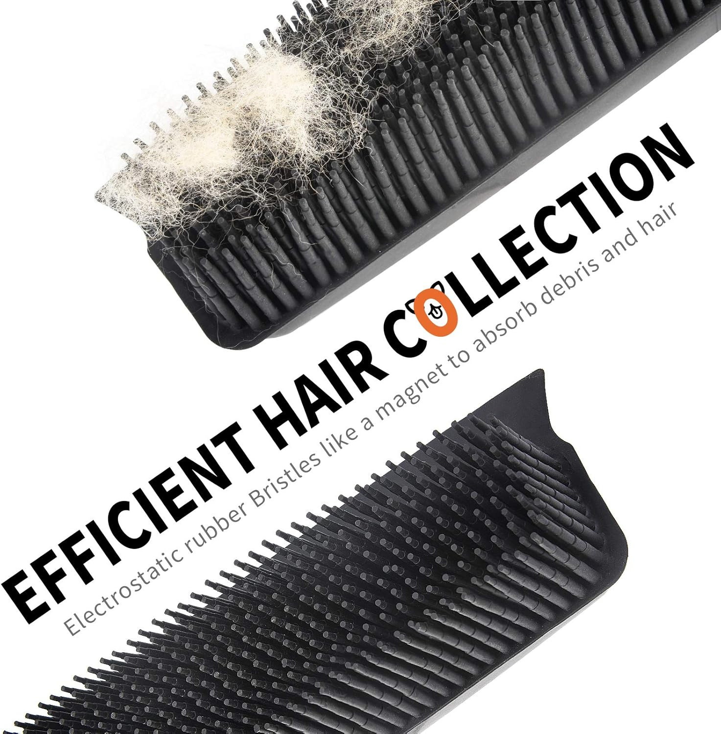 Conliwell Rubber Broom Pet Hair Removal Tool, Carpet Rake Floor Brush with Squeegee Fur, Portable Detailing Lint Remover Brush, Soft Push Broom for Fluff Carpet, Hardwood Floor, Tile, Window image number 2