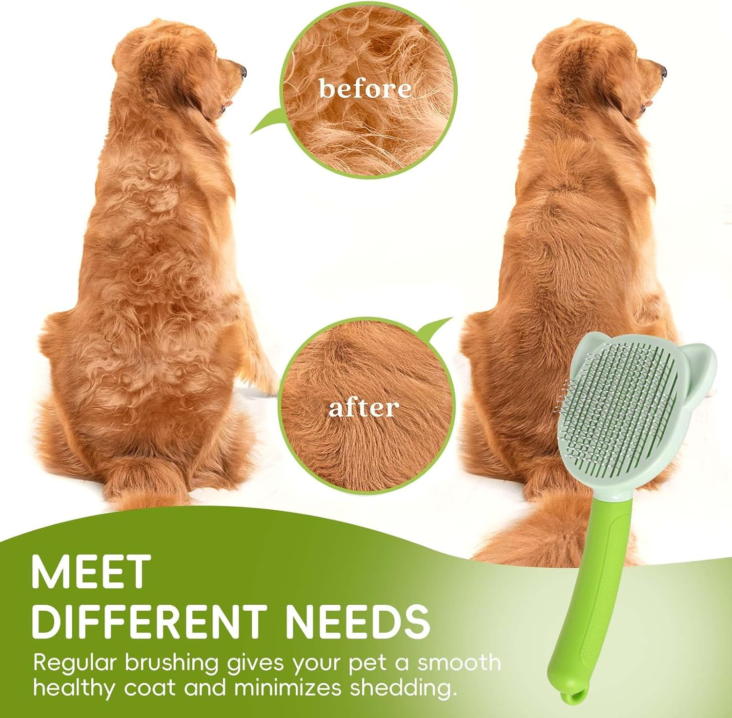 Pet Dog Brush, Cat Brush, Dog Brush, Cat Brush for Long Hair and Short Hair, Clean Pet Hair from the Brush with One Button, Prevents Tangles image number 5
