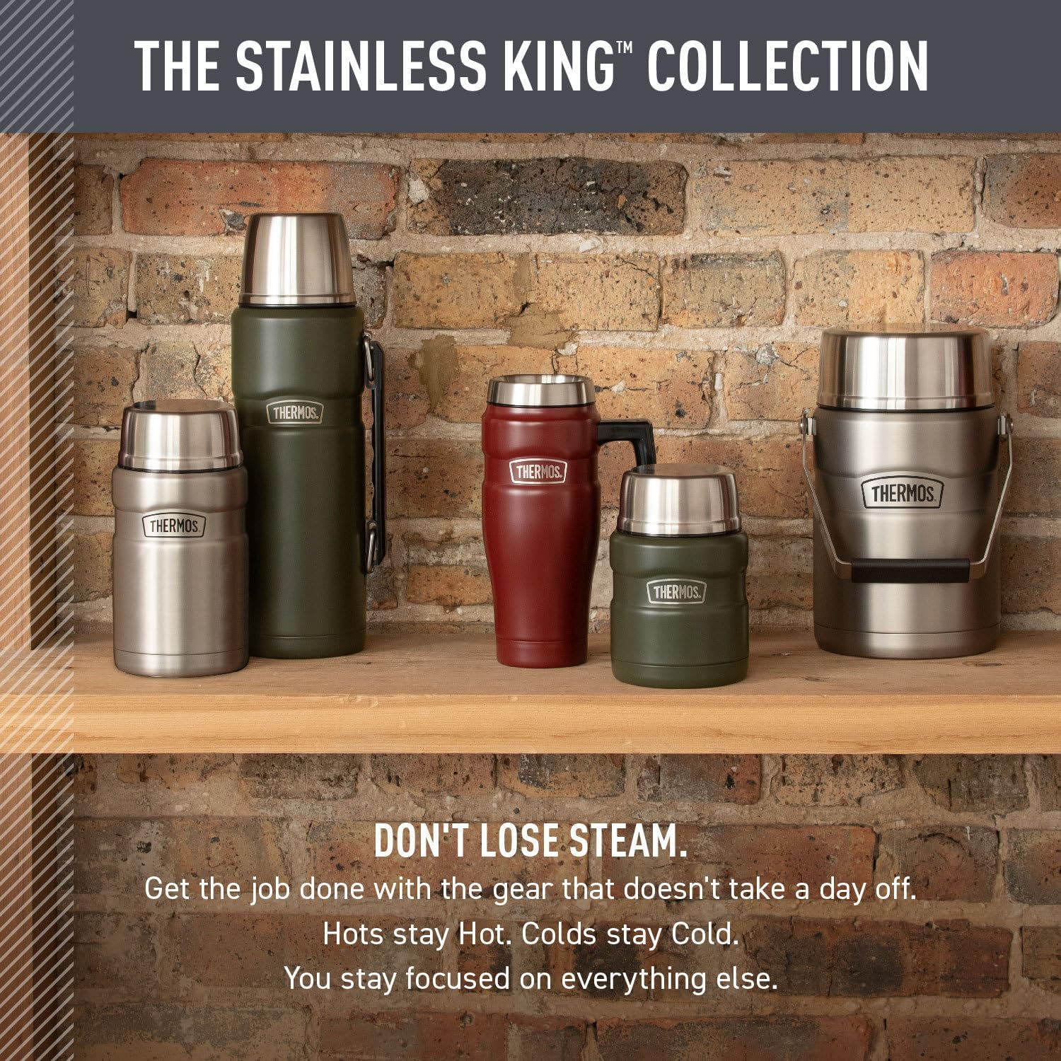 Thermos Stainless King Vacuum-Insulated Food Jar with 2 Storage Container Inserts, 47 Ounce, Matte Steel image number 3