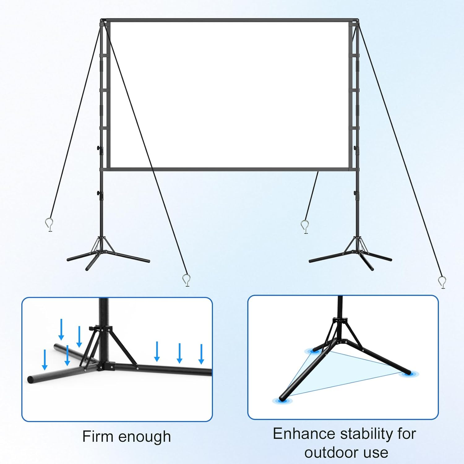 Projector Screen and Stand,Gainvane 120 Inch Portable Projector Screen Indoor Outdoor Projection Screen 16:9 4K HD Wrinkle-Free Light-Weight Movie Screen with Carry Bag for Backyard Movie Night - 100 Inch Projector Screen image number 3