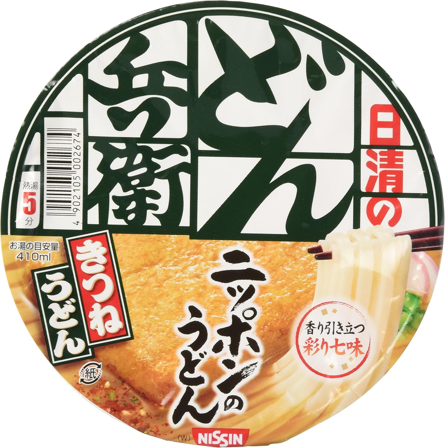 Nissin Donbei Kitsune Udon Instant Japanese Udon Noodle with Fried Tofu Strong Taste 3.4Oz X 6 Bowls (For 6 Servings)[Japan Import]