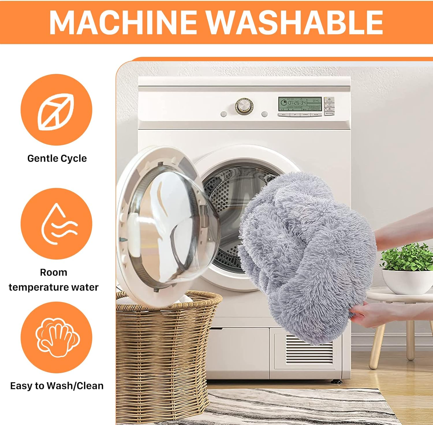 USOR Calming Dog Bed for Large Dogs, Anti-Anxiety Donut Dog Cuddler Bed, Disassemble and Washable 100Cm Extra Large Pet Bed, Warming Cozy Soft Dog Bed, Fluffy Faux Fur Plush Dog Cushion Bed Light Gray image number 4