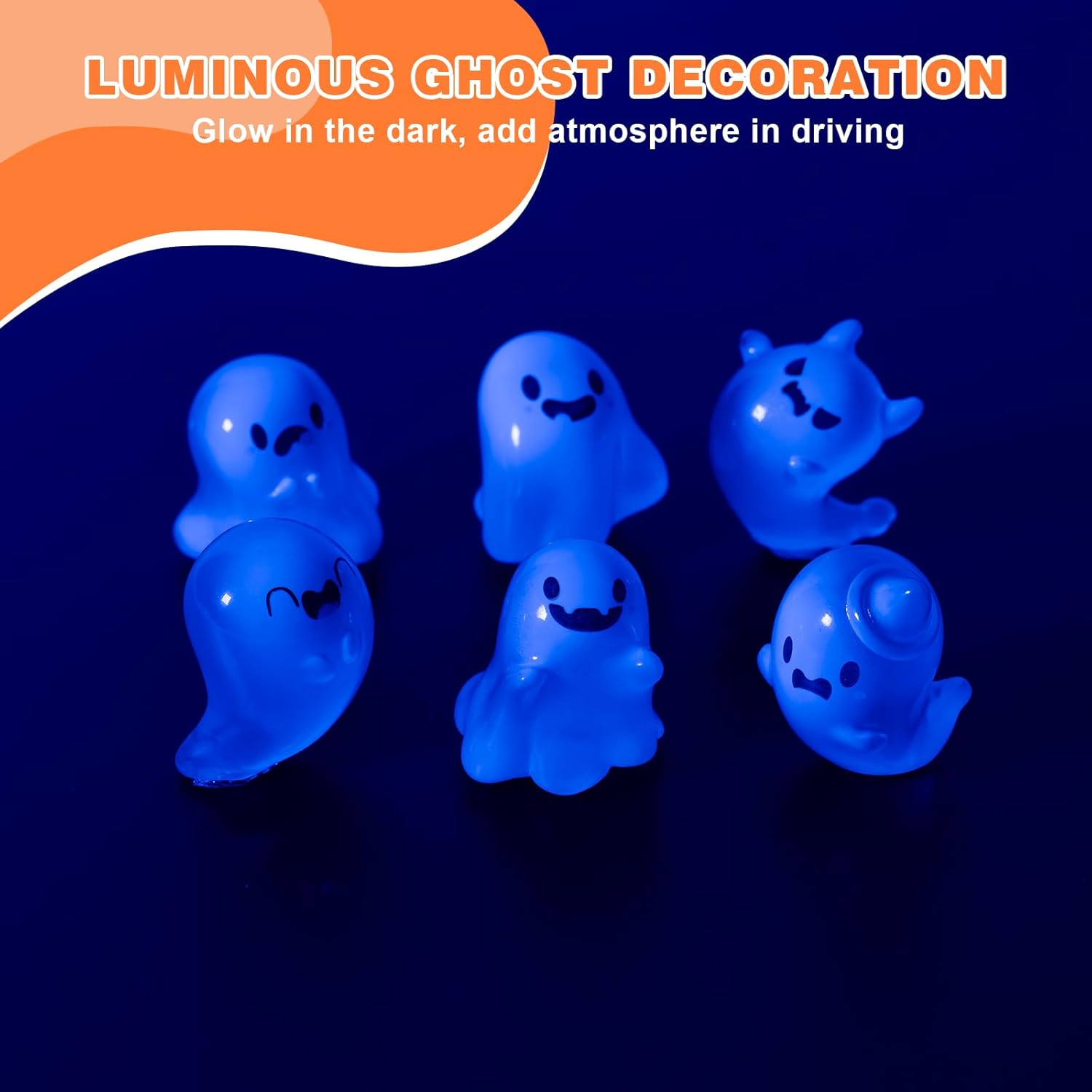 Rislobx Luminous Ghost Car Dashboard Decor, 6PCS Fun Ghost Car Dash Decorations Car Rear View Mirror Ornament Interior Accessories for Home Office image number 4