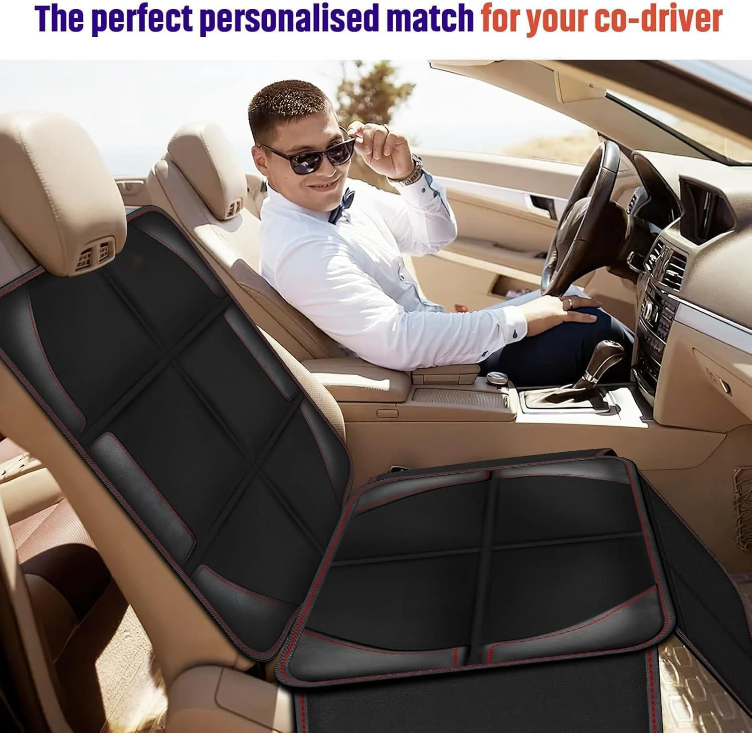 Car Seat Protector, Child Seat Protection, 600D Waterproof Non-Slip Fabric Thick Padding with 2 Mesh Storage Pockets, Baby Seat Protectors under Carseat image number 1