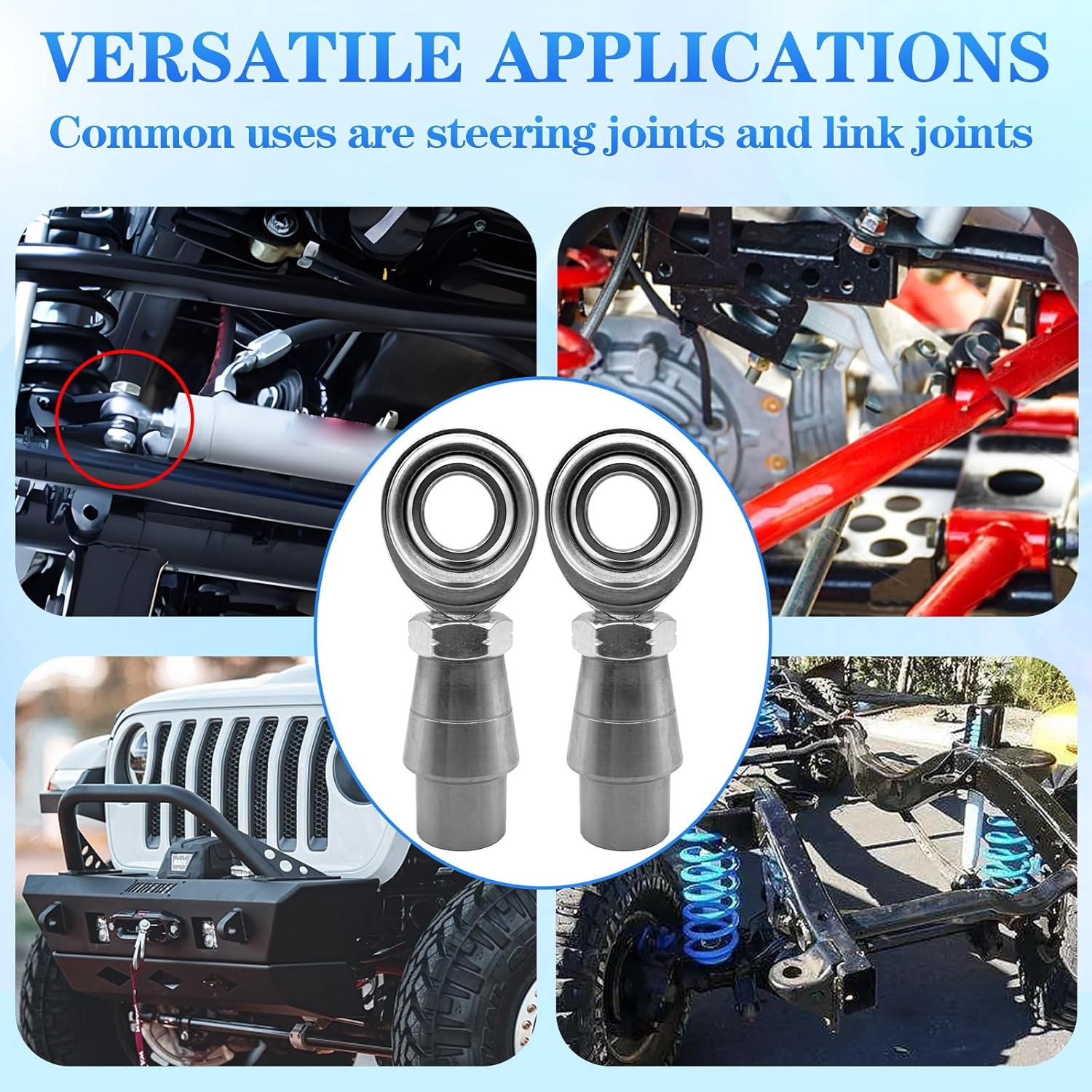 YIFUOK 1/2 X 1/2-20 Heim Joints Rod End Kit Economy with Jam Nuts, Heim Joints Panhard Bar Kit .065 Bungs Rod End Heim Joint LH and Rh(1Set), CM12-XM10 image number 1