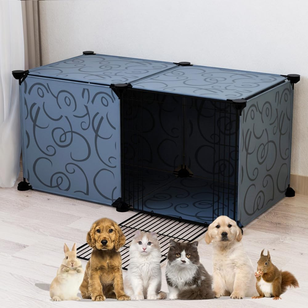Ricjurzzty Small Animal Cage,Portable Polypropylene(Pp) Resin Outdoor & Indoor Pet House Fence with Tray Exercise Place for Kitty,Puppy,Rabbits,Guinea Pig and Small Animals (Black, 1 Door) image number 4