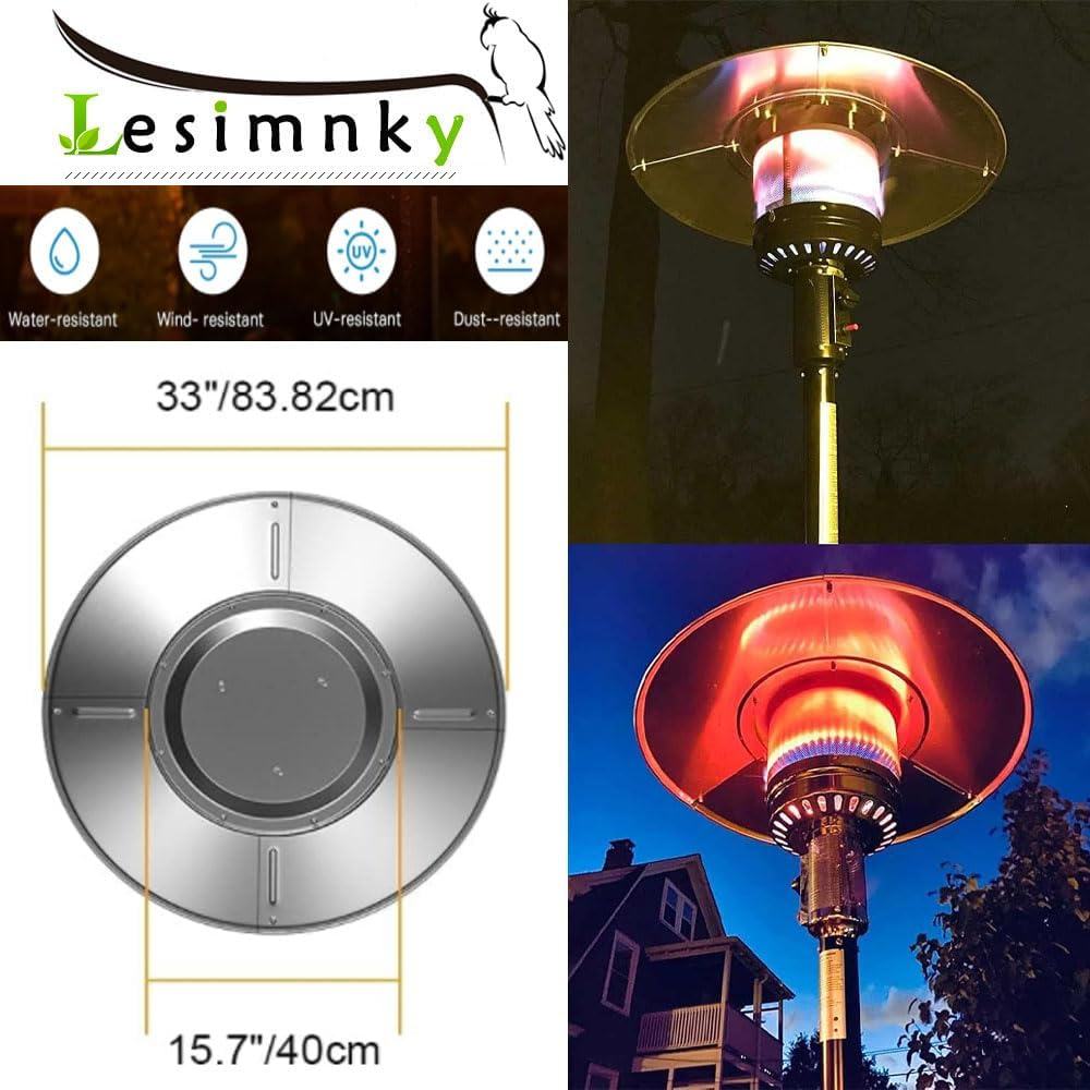 Outdoor Patio Heater Reflector Shield - Upgraded 33" Aluminum Heat Dome Replacement Part for Propane Heaters - round 3-Hole Mount