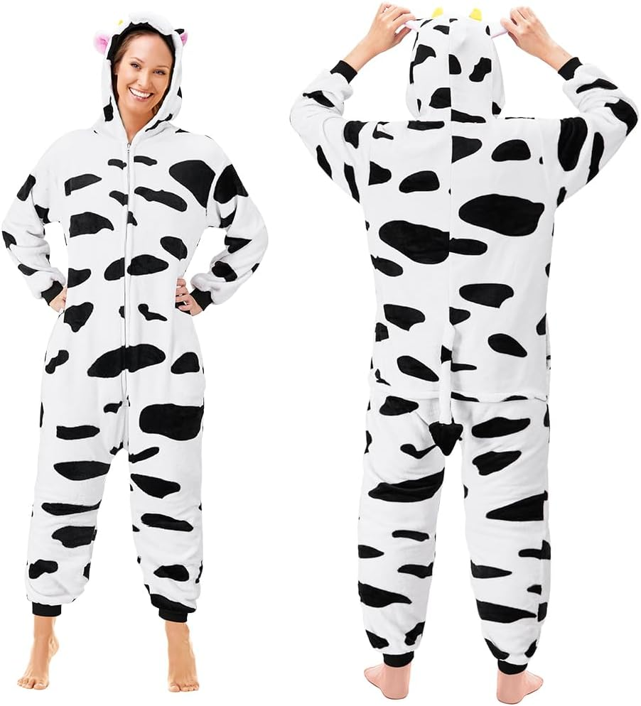 Autowt Animal Onesie Costume, Halloween Cosplay Jumpsuit Homewear for Women Men Adult, Unisex Plush One-Piece Sleepwear Pajamas Kigirumi for Party Carnival Christmas