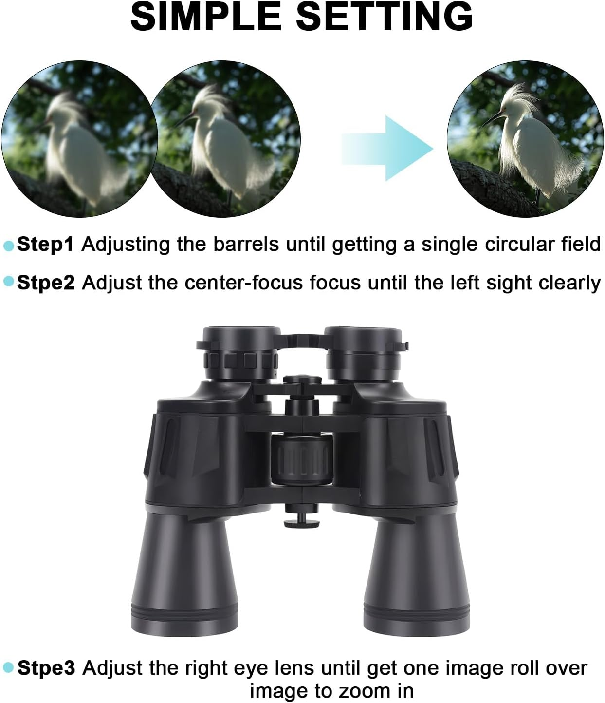 20X50 HD Binoculars for Adults with Phone Adapter, Waterproof Binoculars with Low Light Vision, Binoculars for Hiking, Bird Watching, Sports and Concerts image number 6