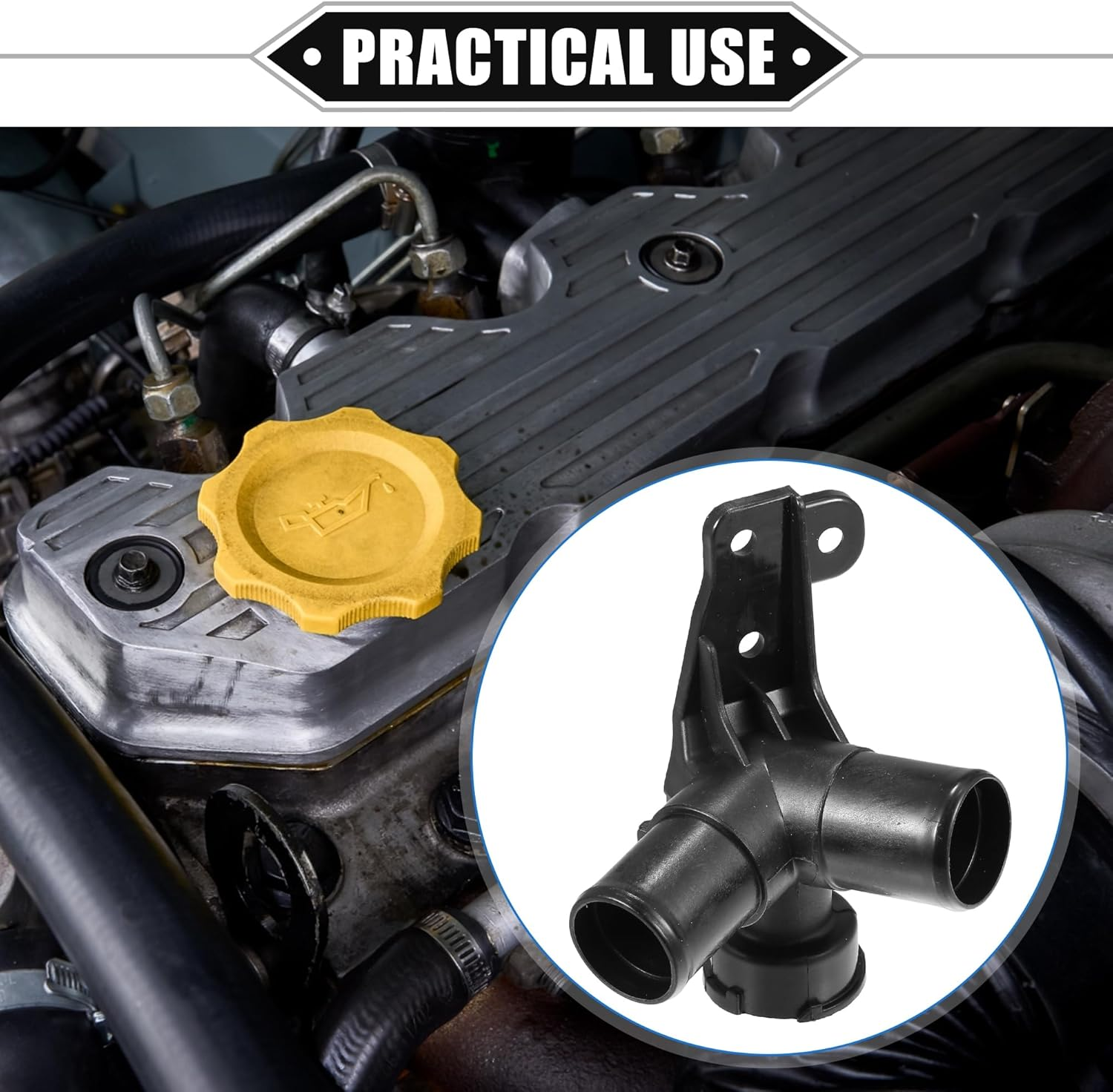 X AUTOHAUX Engine Radiator Coolant Filler Neck Compatible for Hyundai Accent 2012-2017, Durable Plastic Black Inner Plastic image number 6