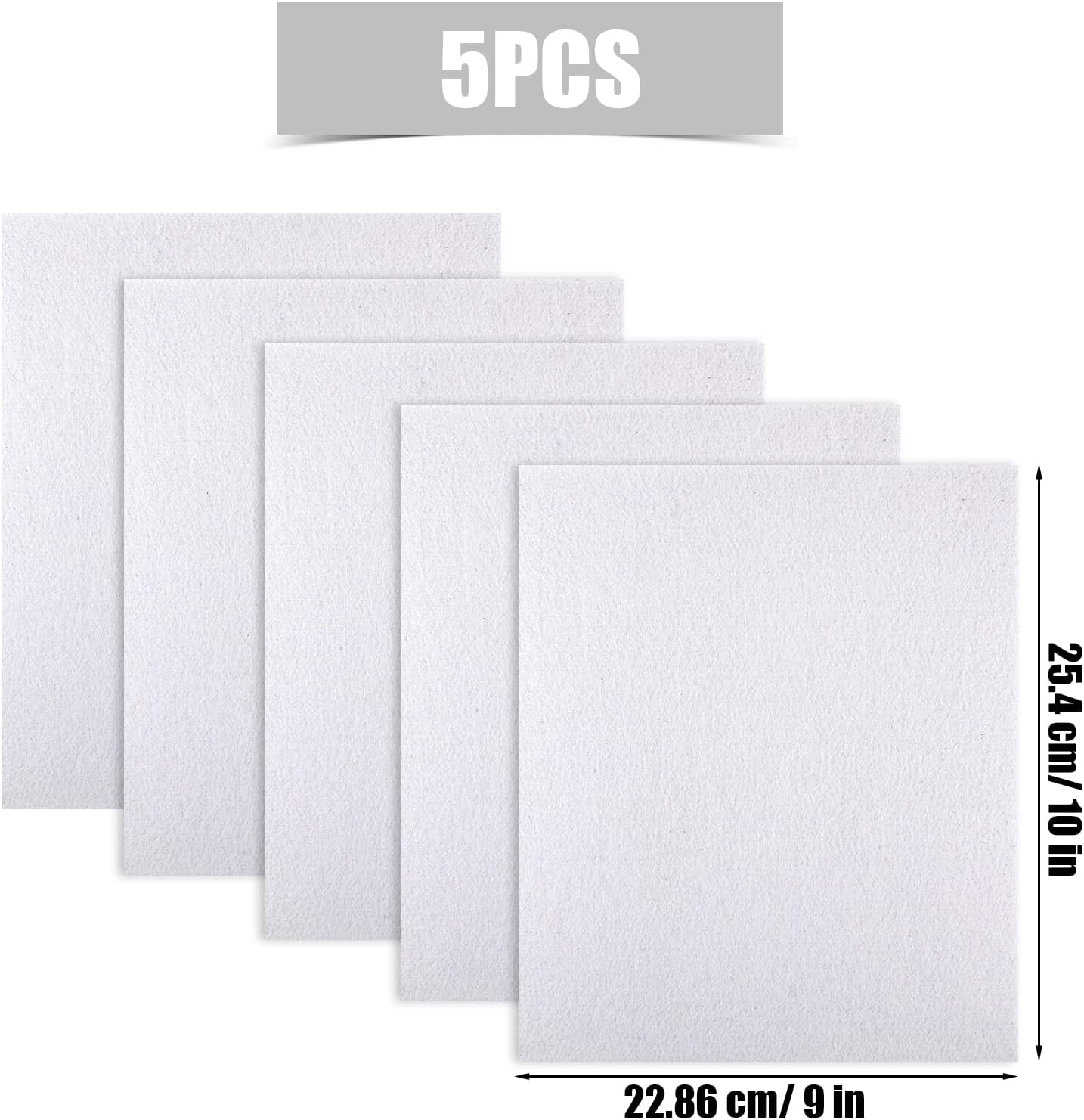 Savita 5Pcs 25.4 X 22.8Cm/10 X 9 Inch 3Mm Thick Felt Sheets, Stiff Felt Fabric Sheets for Crafts Hard Felt Squares for Sewing Crafting Cushion and Padding (White) - Yellow image number 6