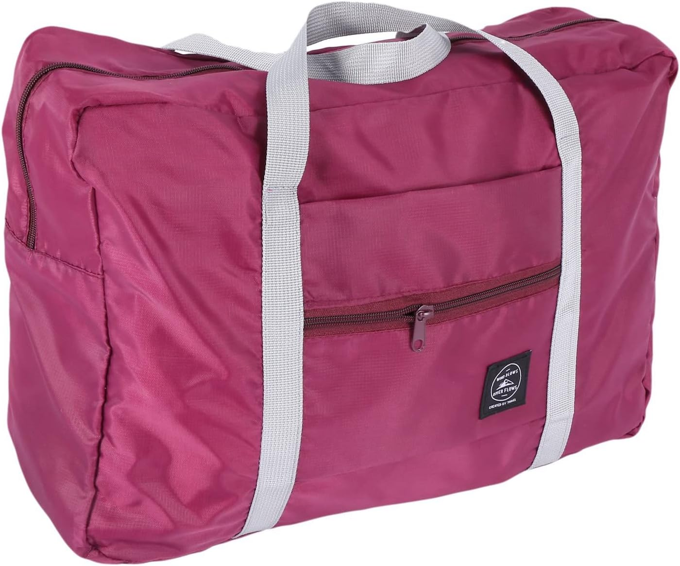 2X Capacity Casual Folding Waterproof Luggage Storage Bags Suitcase Handbag Tote Bag Burgundy