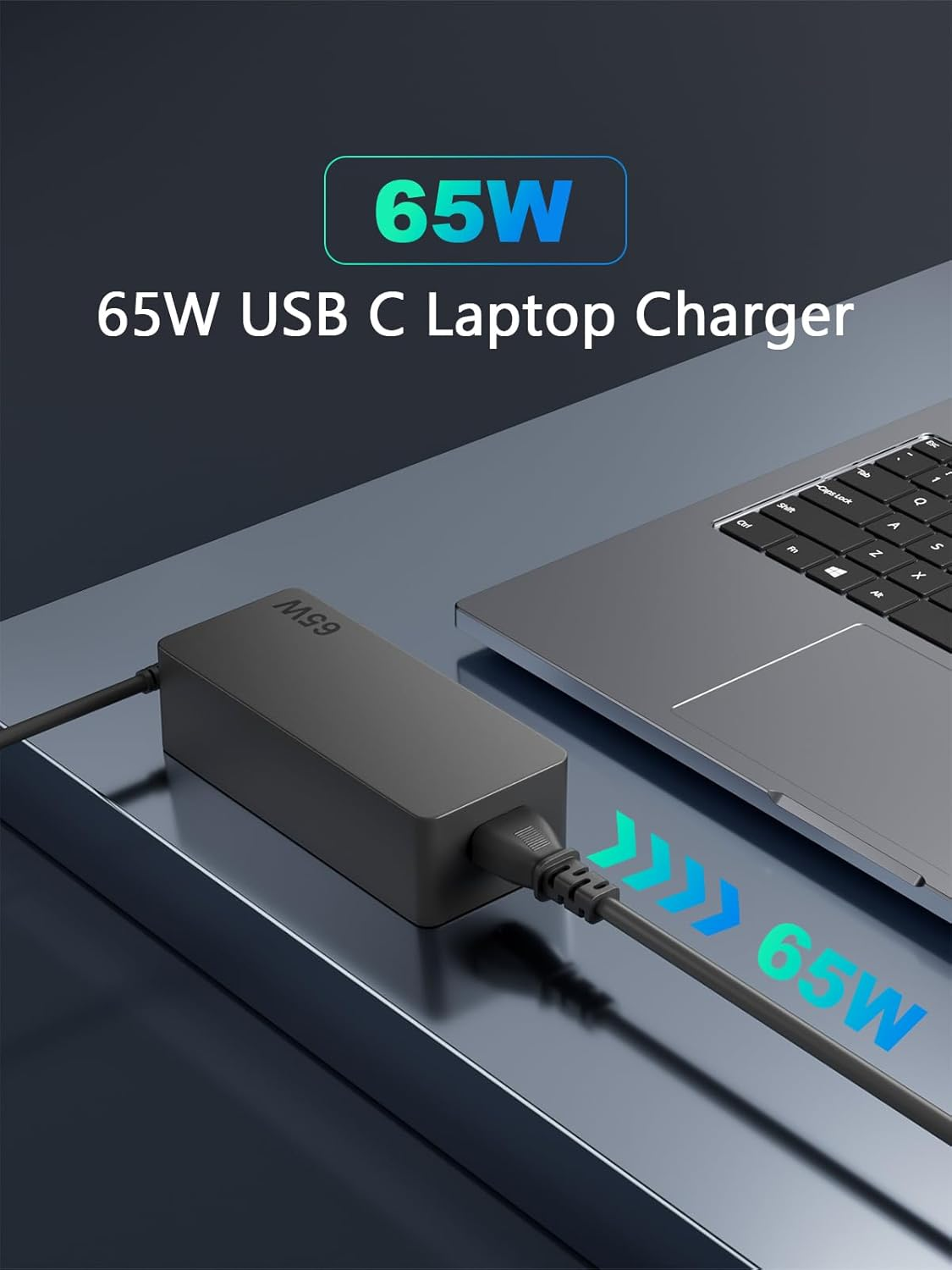 65W USB C Laptop Charger Fast Chromebook Charger Compatible with Lenovo Thinkpad Yoga HP Spectre Elitebook Dell Latitude Acer Google Asus Samsung Computer Replacement 45W USB Type C Power Supply Cord image number 2