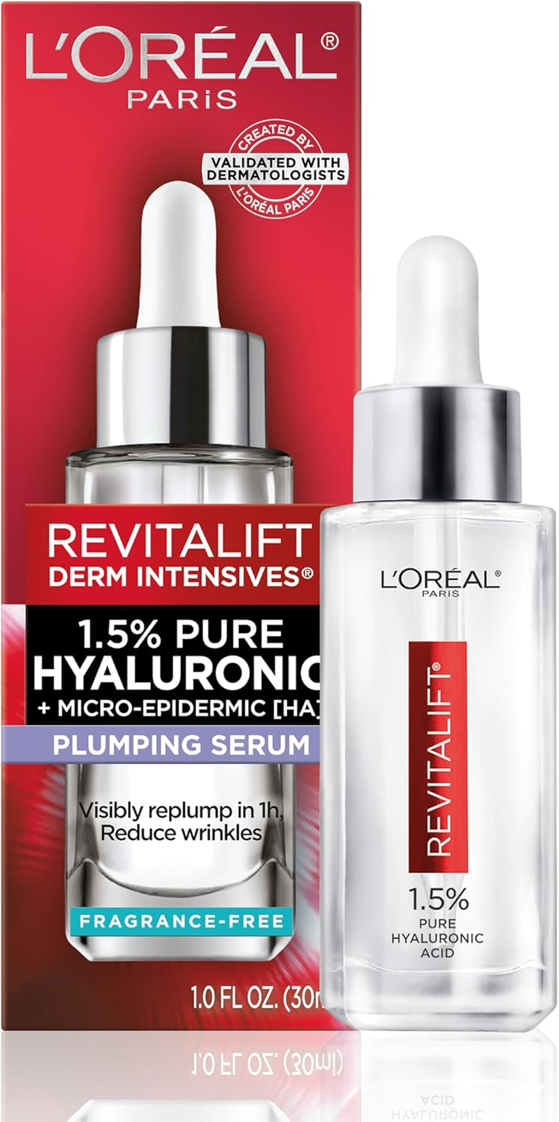 L'Oreal Paris Revitalift 1.5% Pure Hyaluronic Acid Face Serum, to Hydrate, Visibly Plump Skin, & Reduce Wrinkles, Fragrance Free 1 Oz image number 3