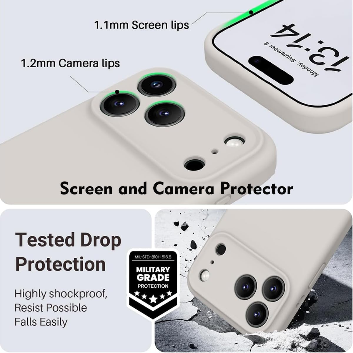 Ultra Protective Magnetic Silicone Case for Iphone 17 Pro Compatible for Magsafe, Full-Body Defense, Superior Shockproof Drop Protection Cover for Iphone17 Pro 6.3'' Stone image number 2