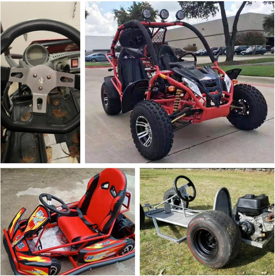 10.5Inch/27Cm Kart Steering Wheel - 3 Spokes Quick Release Off-Road Cart Steering Wheel Interior with Holes for Go Kart Beach Kart Replacement Vehicle Universal (10.5Inch/27Cm - Black) image number 2