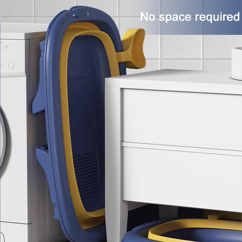 TOMVAES 1 Pcs Foldable Plastic Pet Bathtub, Space-Saving, Portable Travel Washing Tub, Multifunction Shower Tub, Blue, 67X44X20 CM image number 6