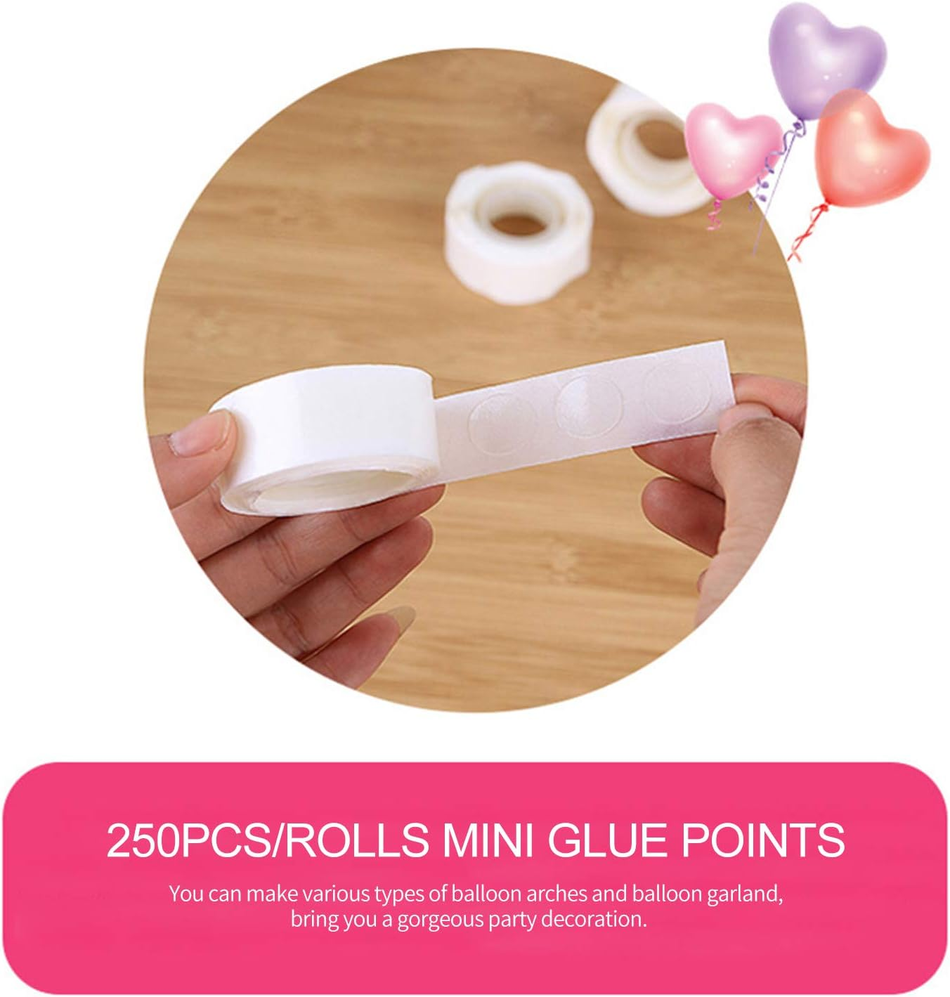 Balloon Glue Point 250PCS Dot Glue Clear Removable Adhesive Dots Sided Ballon E Strips for Birthday Wedding Baby Shower Party Vanlentine'S Day DIY Decorations H Decoration image number 2