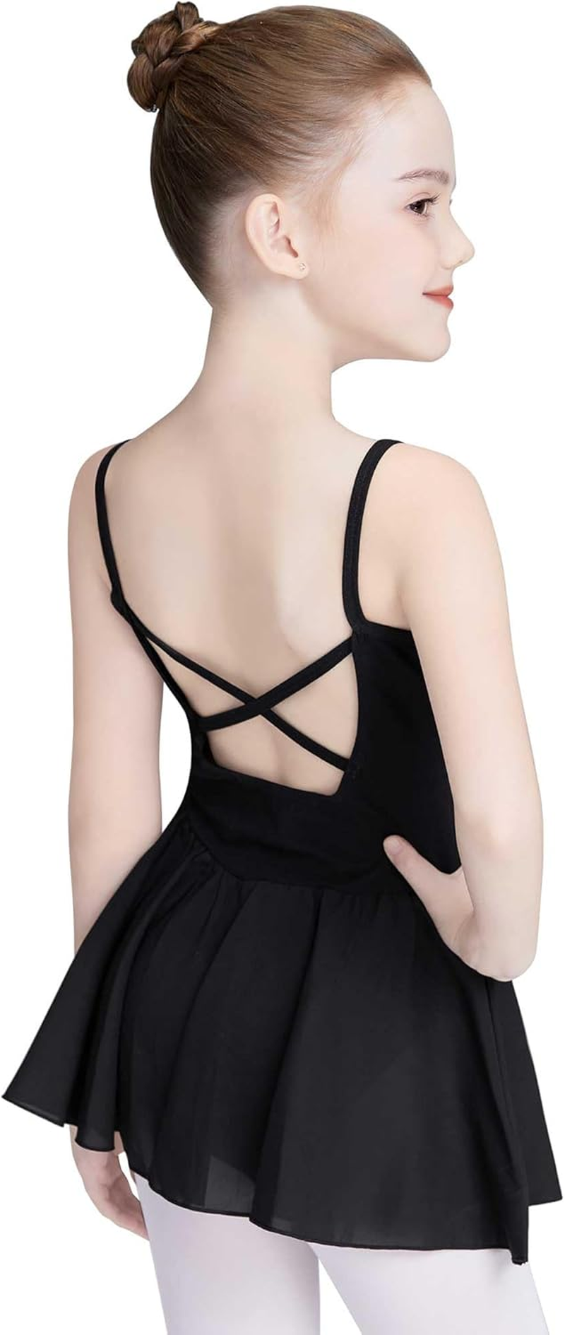 Daydance Lined Toddler, Kids, Girls Ballet Leotards with Skirt, Camisole Straps Dance Wear for Training, Practice, Recitals