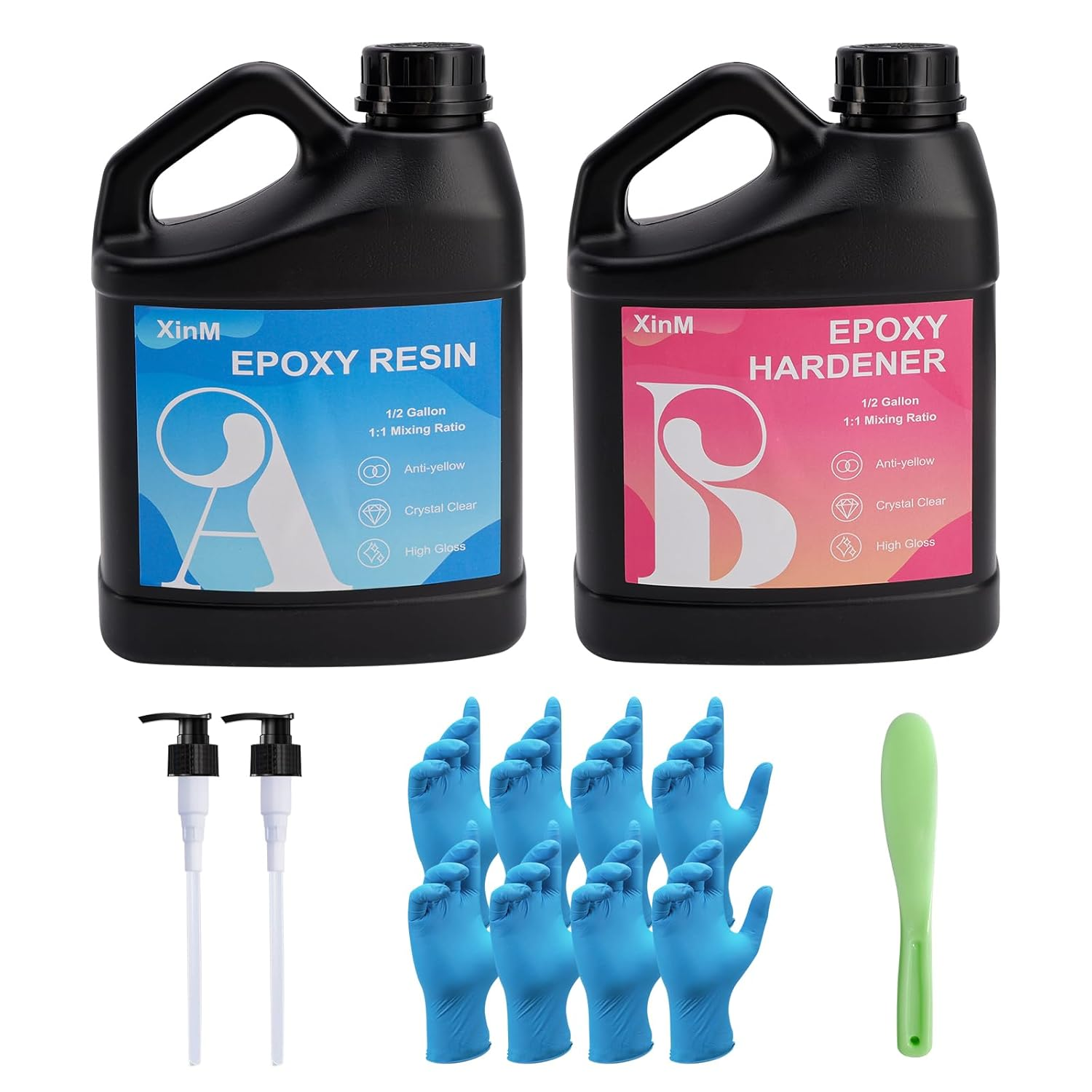 Xinm 1 Gallon Epoxy Resin Kit, 0.5 Gal Resin & 0.5 Gal Hardner, Bubble Free & Crystal Clear Ideal for DIY Crafts image number 5