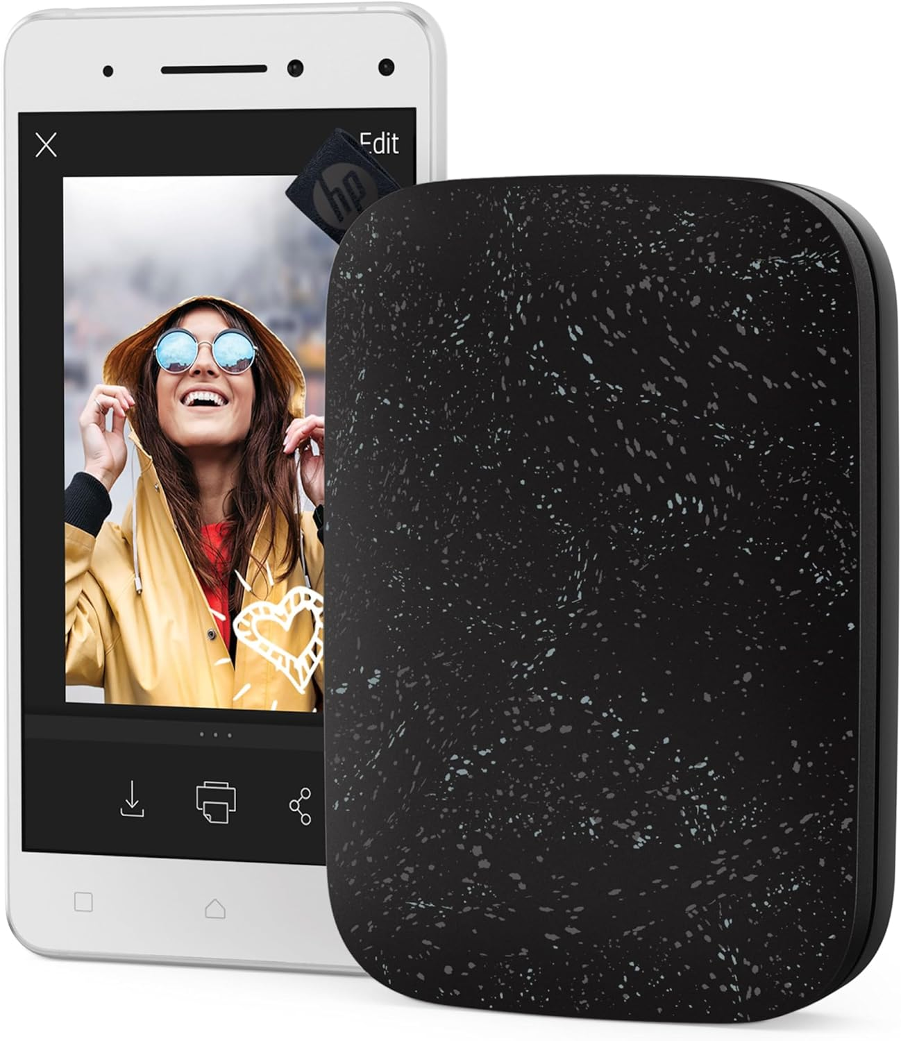 HP Sprocket 2X3 Instant Smartphone Photo Printer - Portable Color Wireless Mobile Printer - Zink Sticky-Back Photos - Print from Compatible Ios & Android Devices with Bluetooth W/App - Black