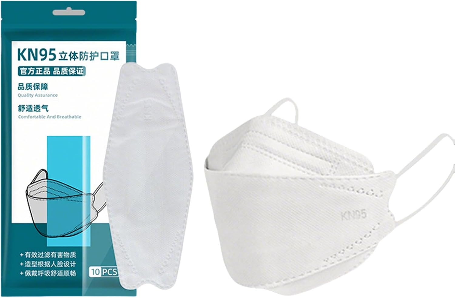 BGENHPON [20Pcs] 3D Premium Nonwoven Face Mask N95 Protection UV Clean Soft Comfortable Breathable for Daily Use image number 2