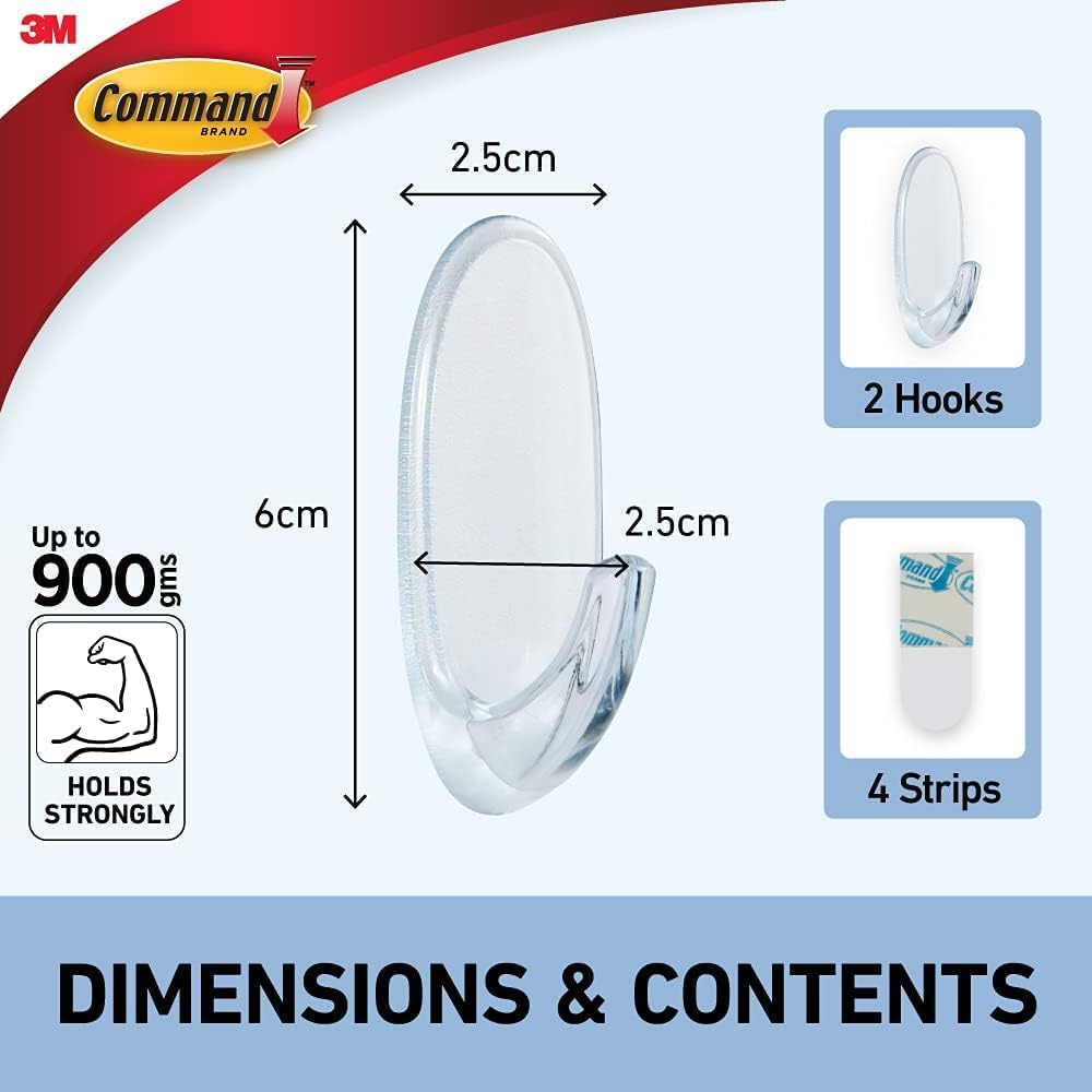 Command Hooks, Medium, Clear, 2-Hooks (17091CLR-ES) image number 1