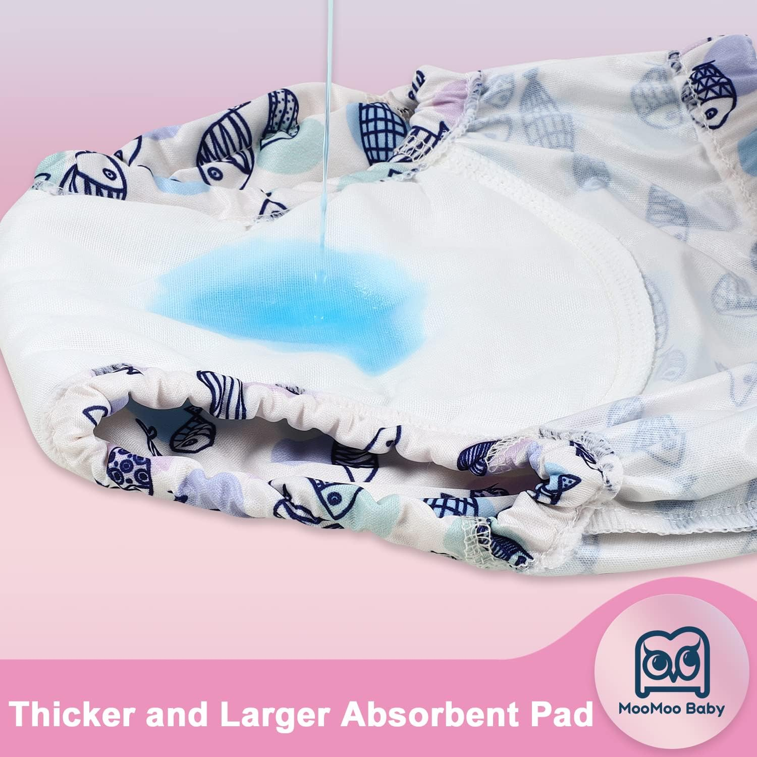 Moomoo Baby Waterproof Potty Training Underwear 6 Packs Absorbent Rubber Training Pants for Girls Cotton 6T - Blue image number 2
