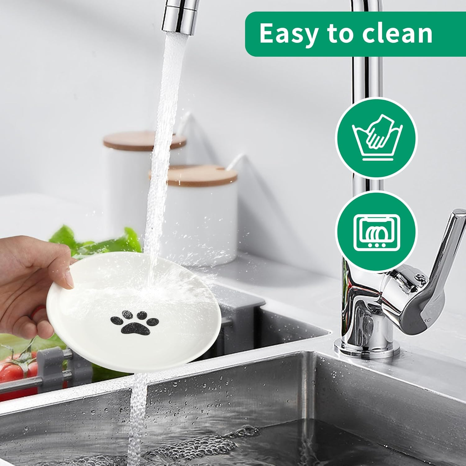 6 Cat Feeding Bowls, Ceramic Rubber Base Non-Slip Diameter 15Cm, Pet Cat and Puppy Bowls image number 6