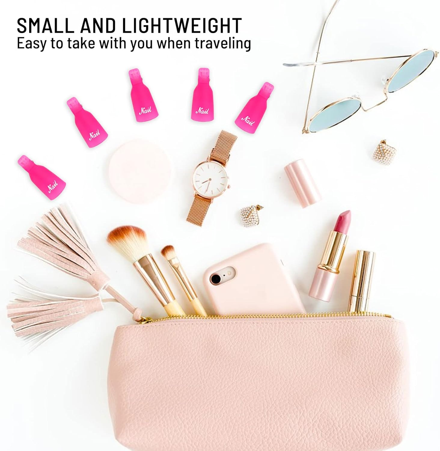 (10 Pcs Pink) Plastic Acrylic Nail Art Soak off Cap Clip UV Gel Polish Remover Wrap Tool Gel Nail Polish Remover Clips for Fingernail Removal Soak off Clips Wrap Cleaner Cap Clip - 7-Piece Set In Black image number 4