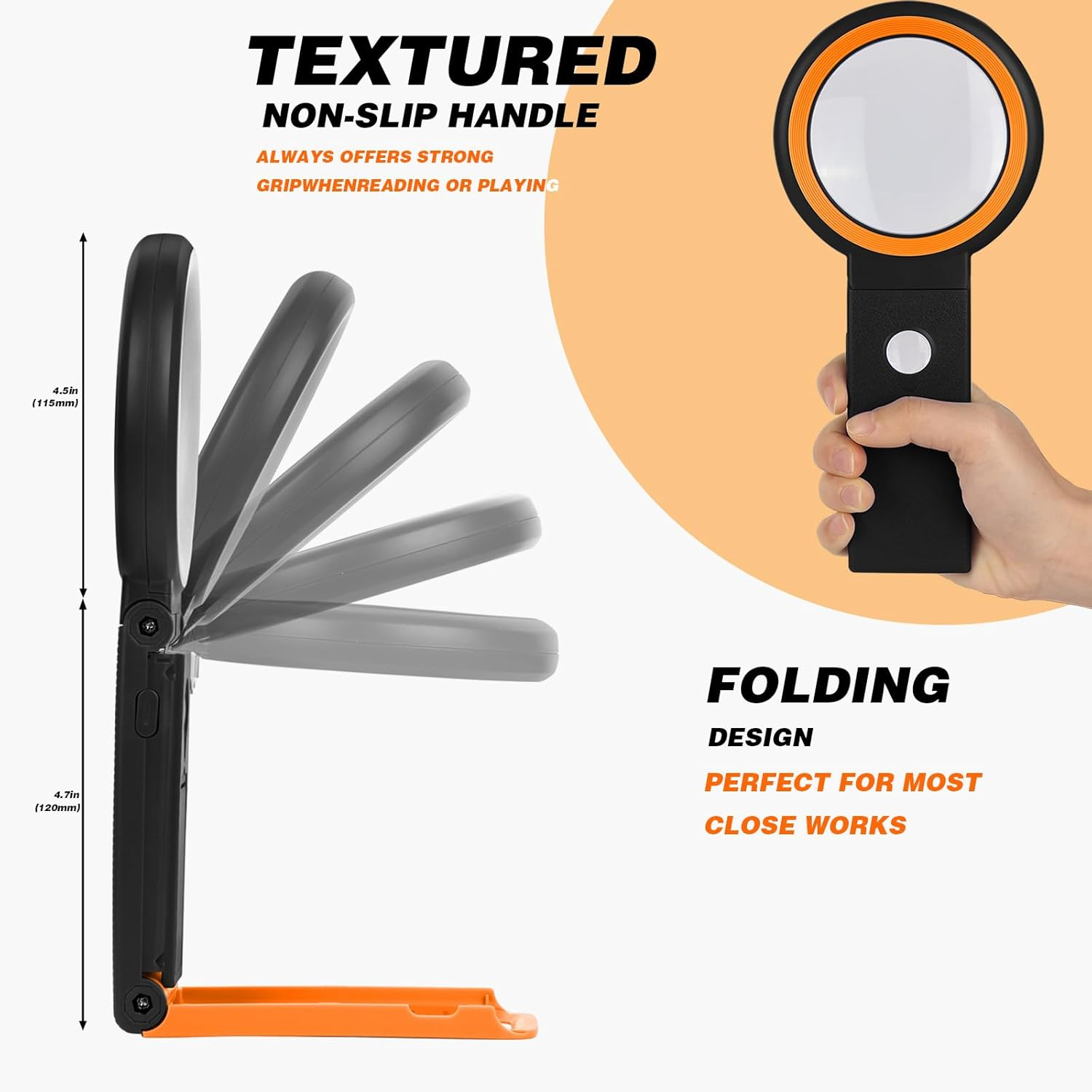 KIBTOY 30X 40X Magnifying Glass with Light and Stand, Foldable Handheld Magnifier, 18 LED Illuminated, Warm, Warm White, White, Perfect for Reading, Coins, Jewelry image number 4