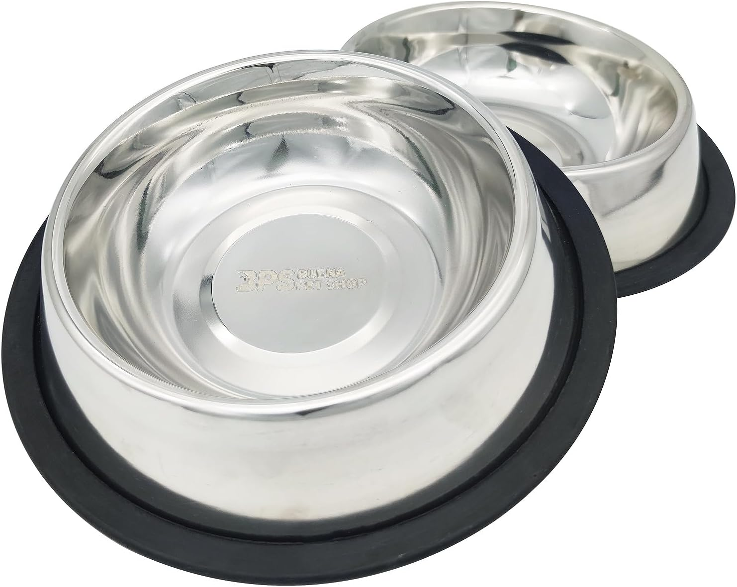 BPS&reg; 2 X Stainless Steel Dog Cat Pet Feeder Drinks Feeder - Diameter with 3 Sizes to Choose from 15.5/18/19Cm BPS-5501 BPS-5502 BPS-5503, 18Cm image number 1