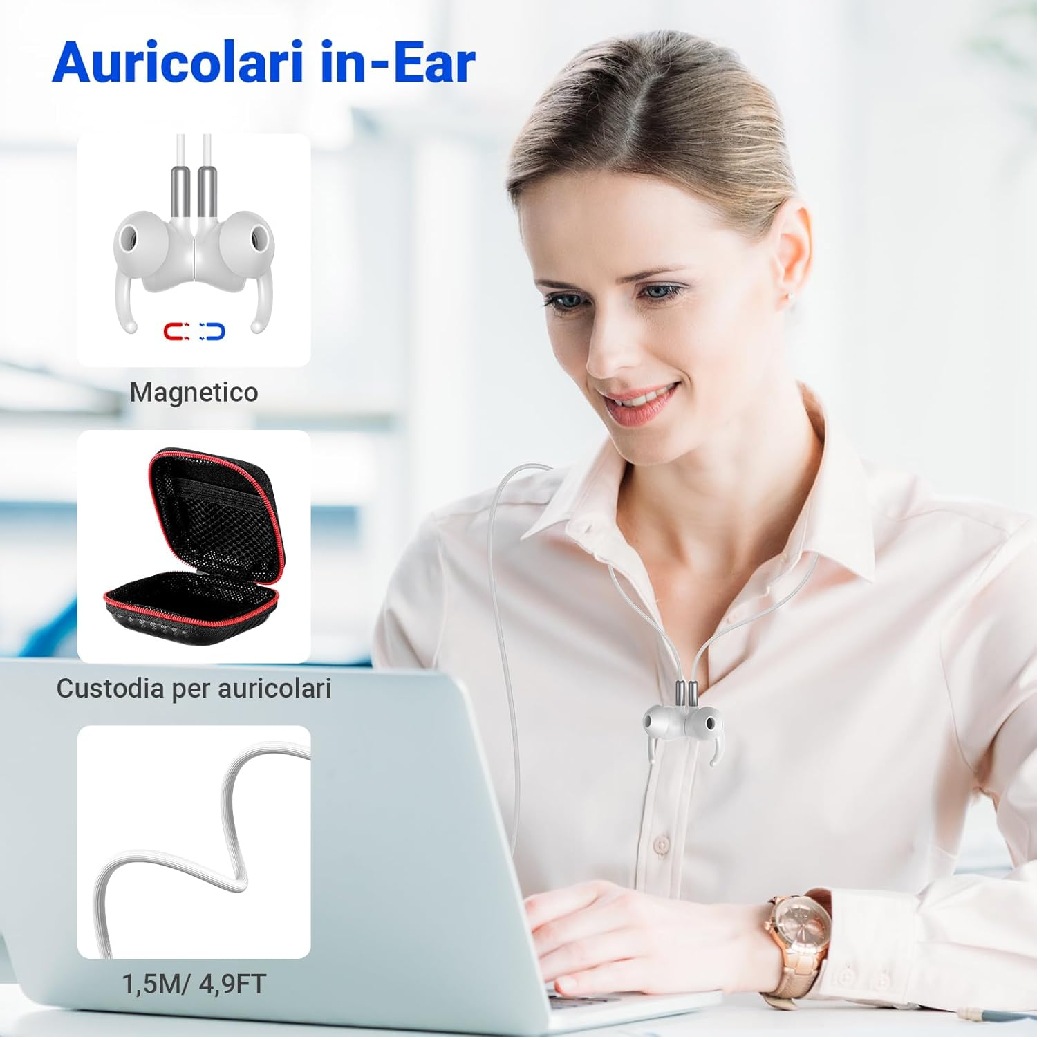 In-Ear Headphones USB C Anti-Fall Earplugs Microphone & Volume Control USB C Headphones with Cable for Samsung Galaxy S25 Ultra S24 A16 Iphone 16 15 Ipad Pixel 9 8 for Office Gaming Workout Music image number 5