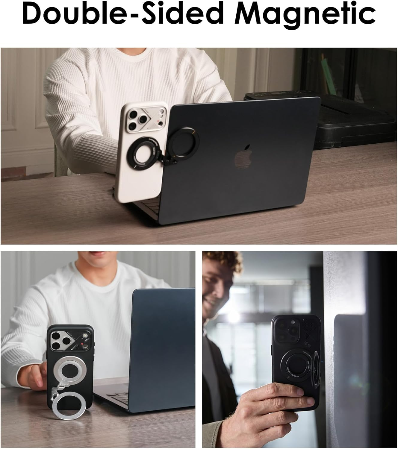 Aulumu G09 Magnetic Ring Grip | Omnidirectional Rotation | Magsafe Compatible | Aluminium Alloy Construction | Stable Dual-Sided Magnetic Attachment | Includes Handle Ring Phone Stand- Silver image number 1