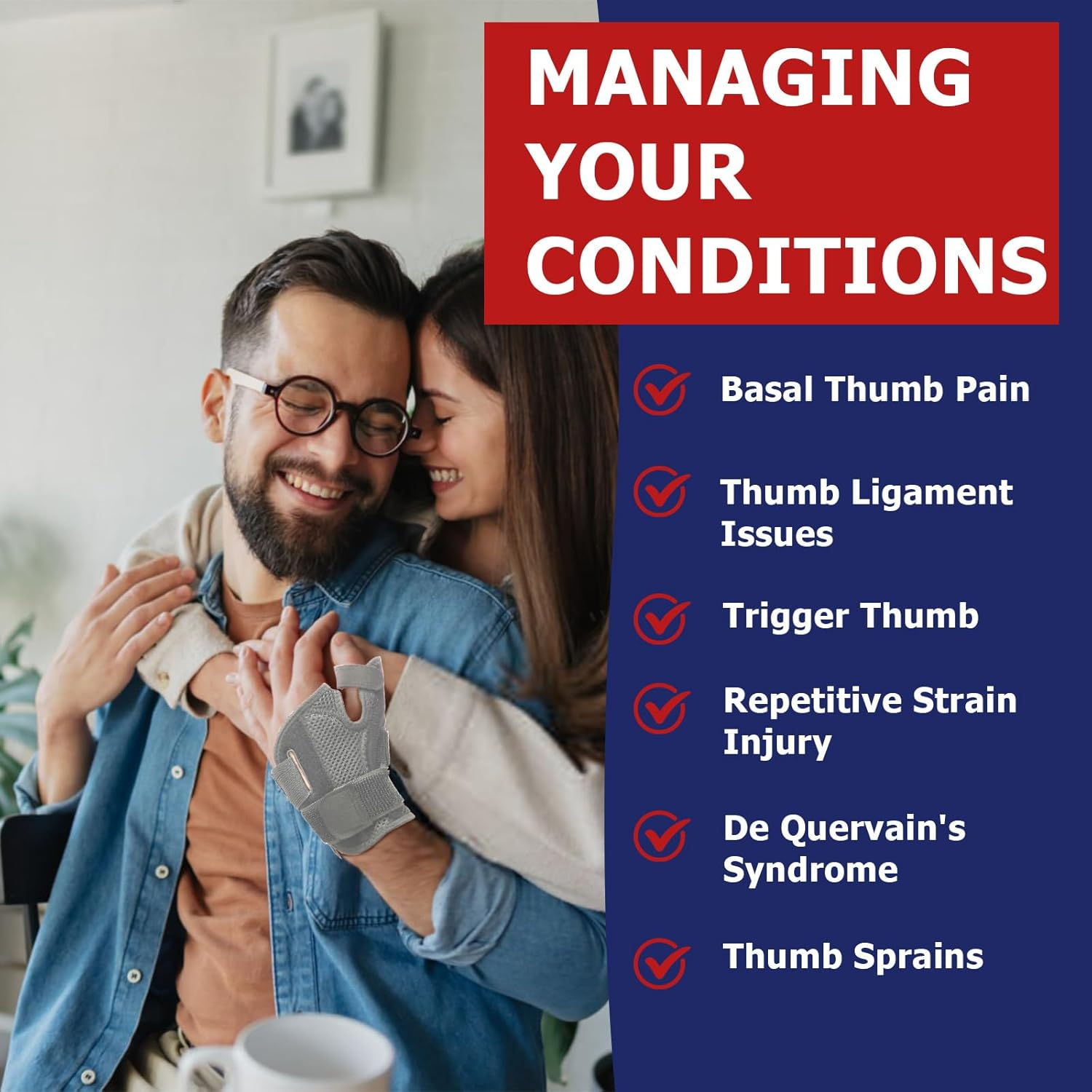 Thumb Brace, Adjustable Right and Left Thumb Wrist Stabilization Support，Thumb Spica Support Strap for Arthritis, Tendonitis & De Quervain- Universal Size (Gray)