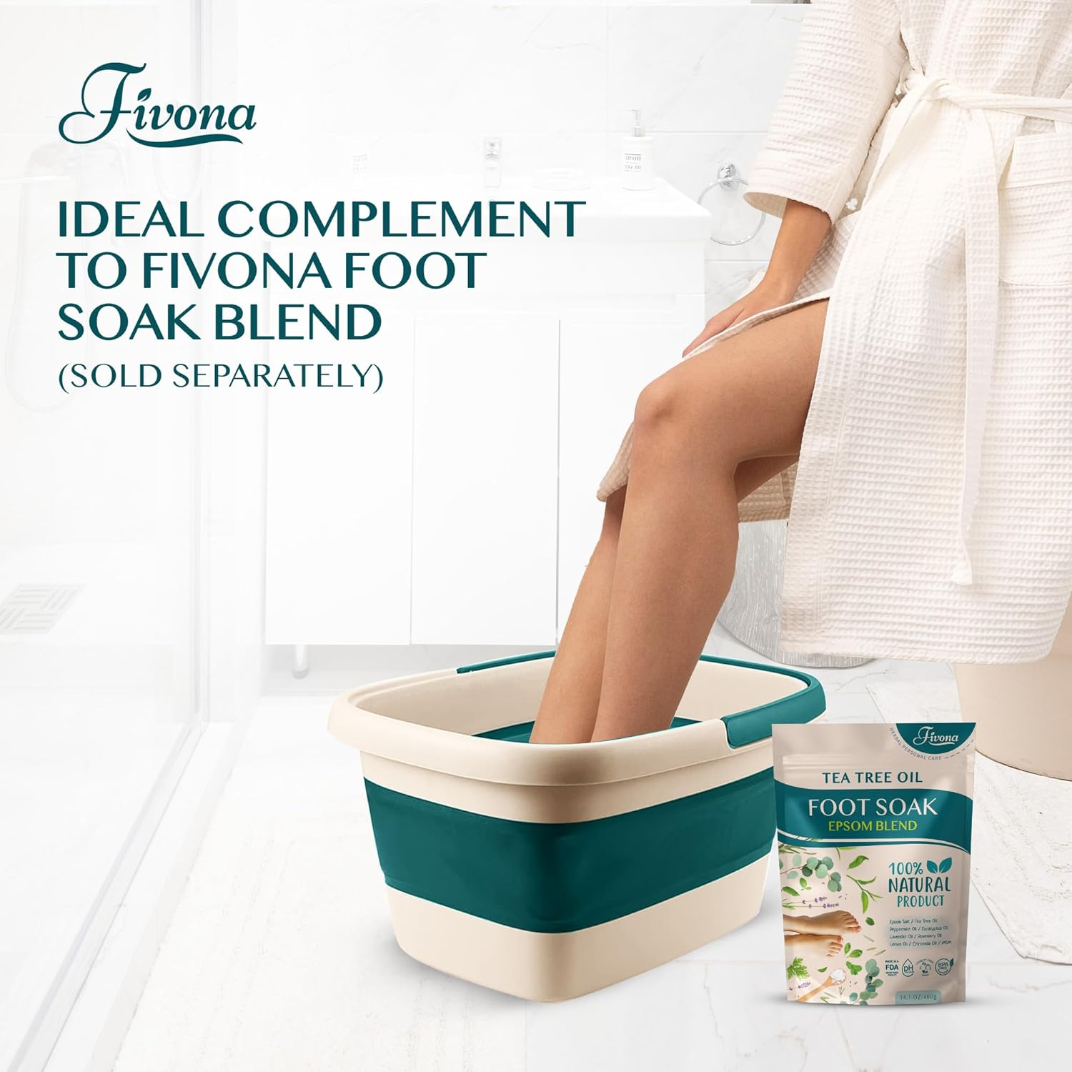 Fivona Collapsible Foot Bath Basin - Pedicure Foot Soaking Tub for Tired Feet, Cracked Heels, Soothe Soreness, Soften Calluses image number 2