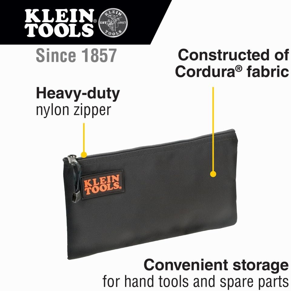 KLEIN TOOLS Cordura Nylon Tool Pouch Zipper Bag, Black image number 2