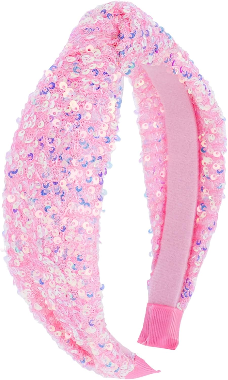 YARIEW Sequin Knotted Headband for Women - Sparkle Wide Knot Hair Bands Accessories - Cute Little Girl Princess Headband - Glitter Girls Hair Accessories (Purple)