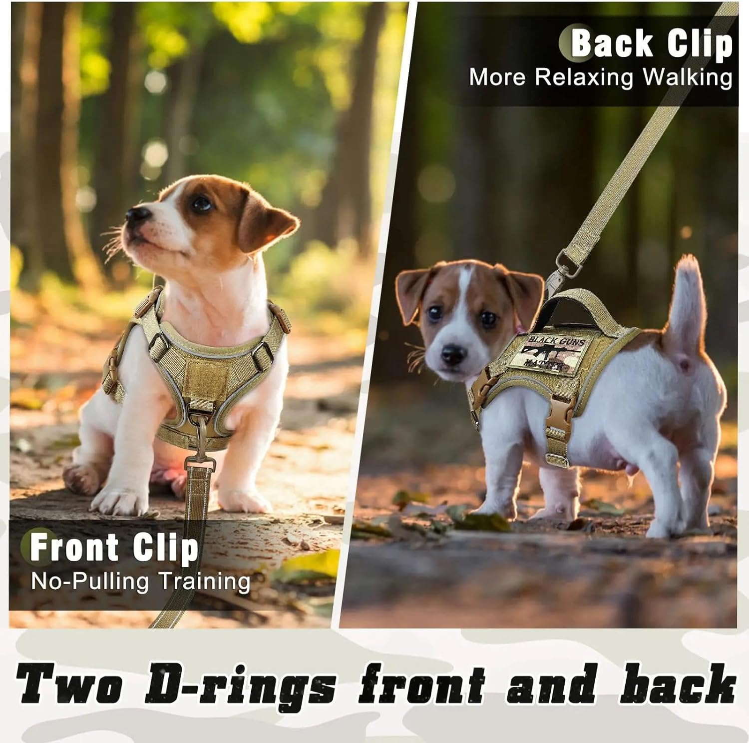 Military Tactical Dog Harness Small Dog Durable Nylon Dog Harness with Handle Adjustable Dog Harness Outdoor Dog Camping Hunting Training Harness,A,Xs image number 2