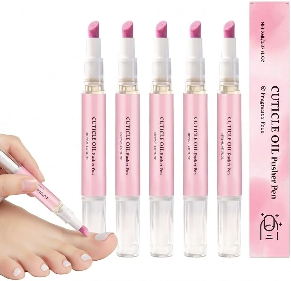 Cuticle Oil Pusher Pen, Cuticle Remover Care Strengthener, Deeply Hydrating & Nourishing Cuticles Conditioner Oil, Moisturizing and Brightening Nail Cuticles Remover Pen, Toenail Care Serum (3PCS)