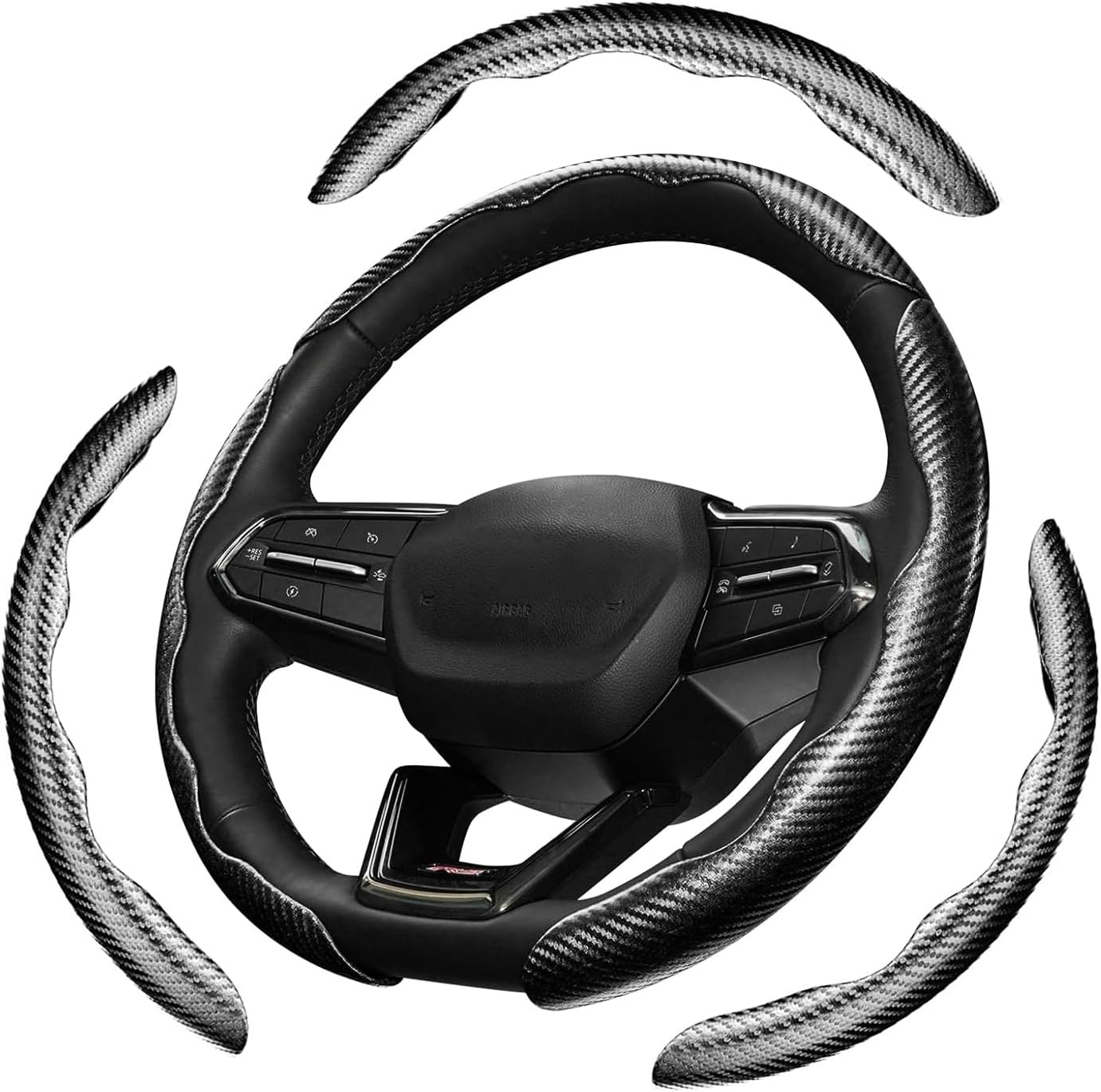 Car Carbon Fiber Steering Wheel Cover, 3Pcs Segmented Anti-Slip Steering Wheel Protector for Men and Women, Suitable for 99% of Cars on the Market image number 2