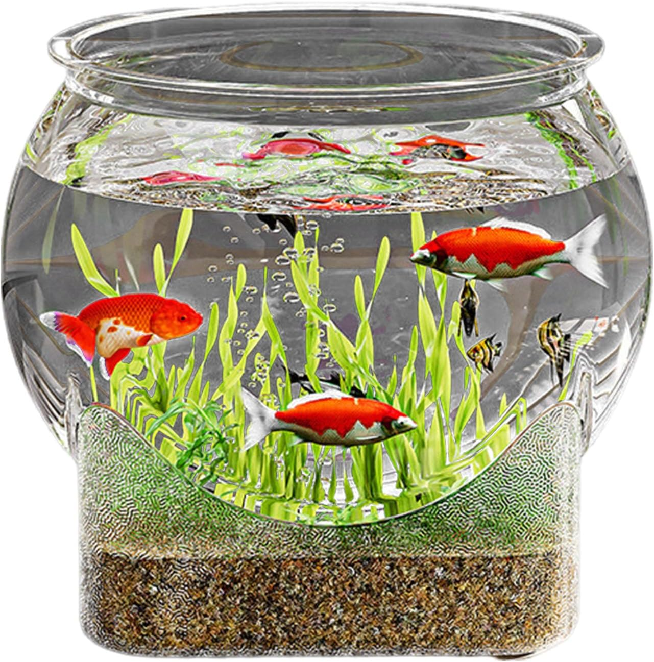 Round Fish Tank - Clear Aquarium Betta Fish Tank | Planter Decor for Home Living Room Bedroom Bathroom Desk Workplace Dorm