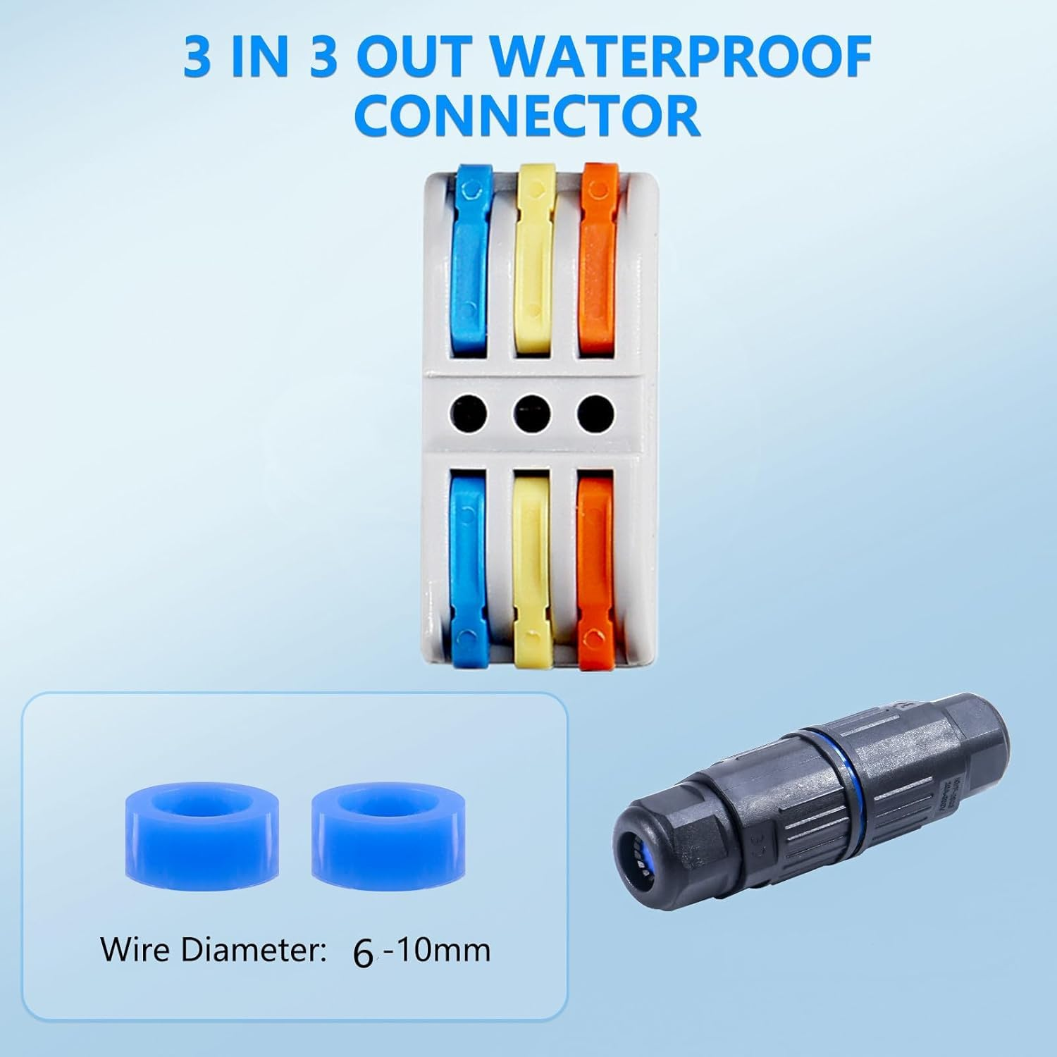 6 Pcs IP68 Waterproof Electrical Cable Connector, Outdoor 2 Way Junction Box, Wire Connectors with Replaceable Lever Wire for Cable, Outdoor, Garden, Street Light, Quick Screwless Installation image number 3