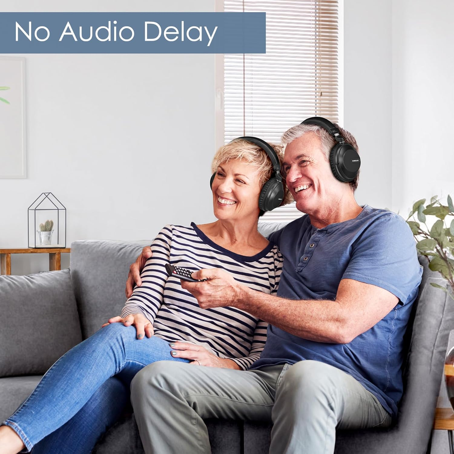 SIMOLIO JH-737D2 Dual Wireless TV Headphones, Bluetooth 5.2, Over-Ear, Black image number 4