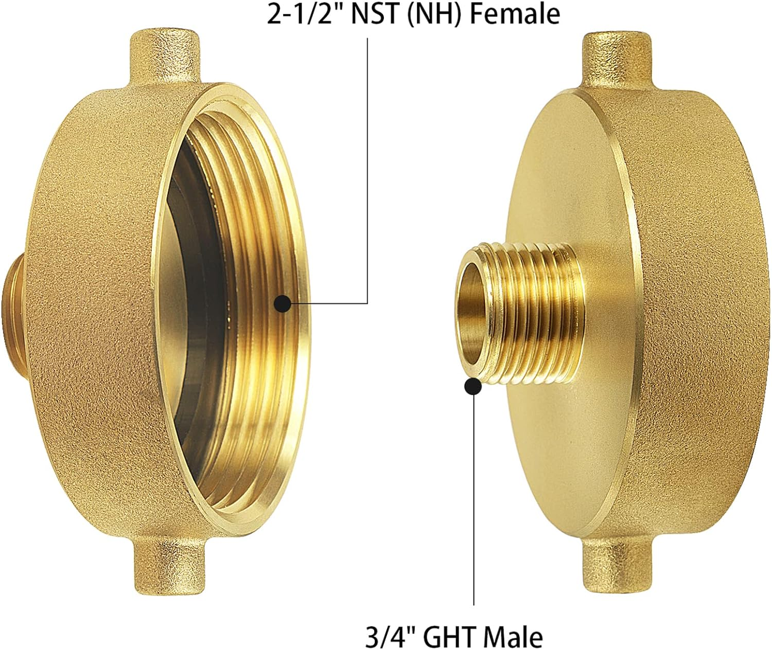 NOVINO Fire Hydrant Hose Adapter 2-1/2" NST/NH Female X 3/4" GHT Male, Brass Fire Hydrant Adapter to Garden Hose image number 6