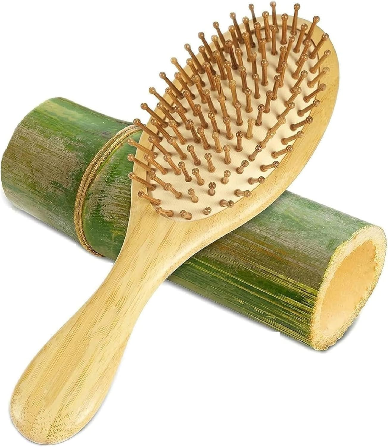 Havvo Hair Brush, Natural Bamboo Paddle Detangling Hairbrush, Massage Scalp Thick/Thin/Curly/Dry Hair for Women & Men Yellow image number 1