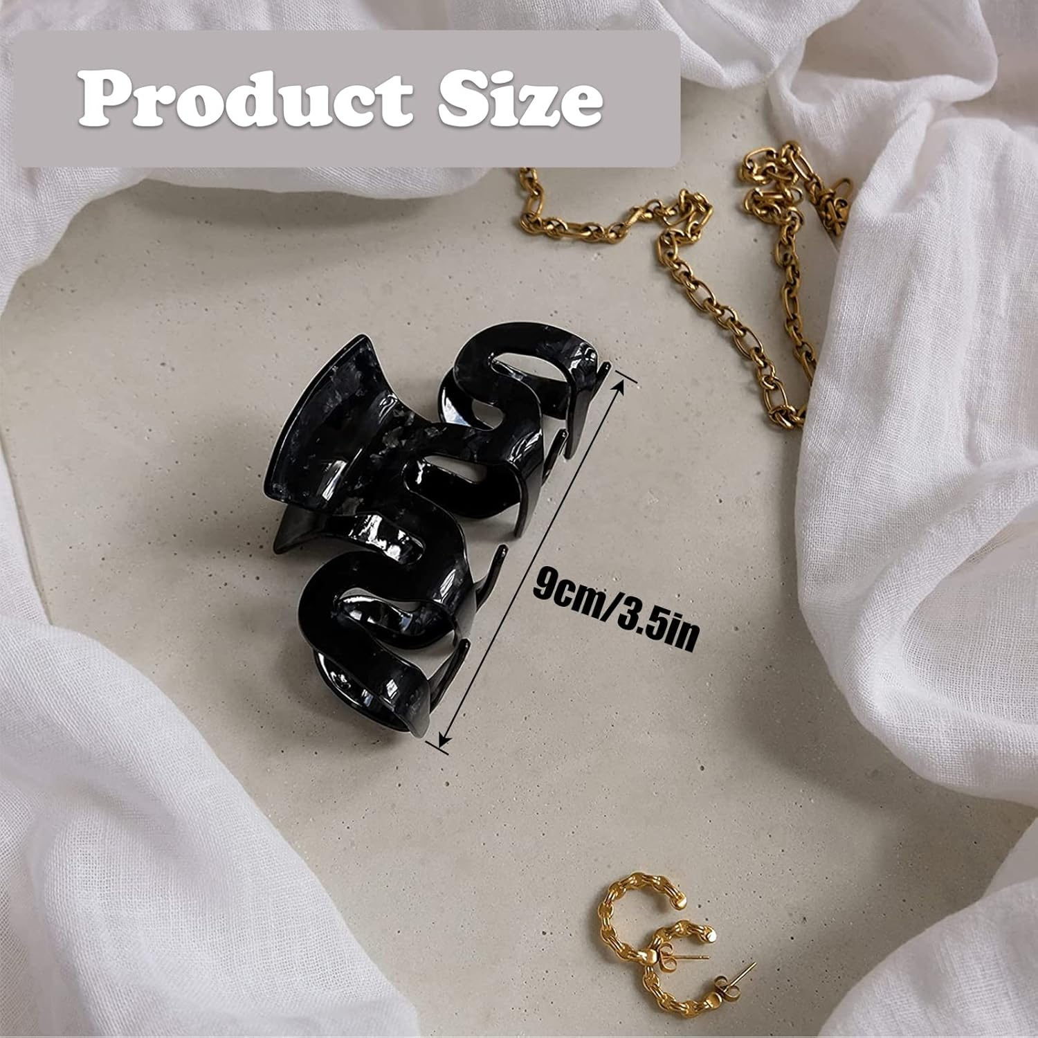 9 Cm Large Hair Clip with Strong Hold, Hair Clip for Women, Long Thick Curly Hair, Acrylic Hair Clips for Women and Girls (Black) image number 5