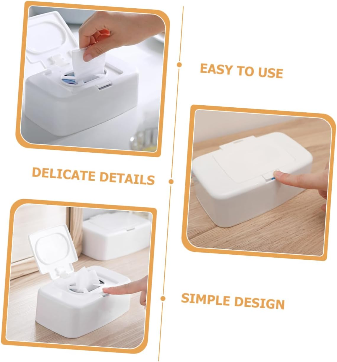 TIDTALEO 4Pcs Plastic Wipe Box Reusable Tissue Holder Push Button White for Living Room Bedroom Nursery Storage image number 2