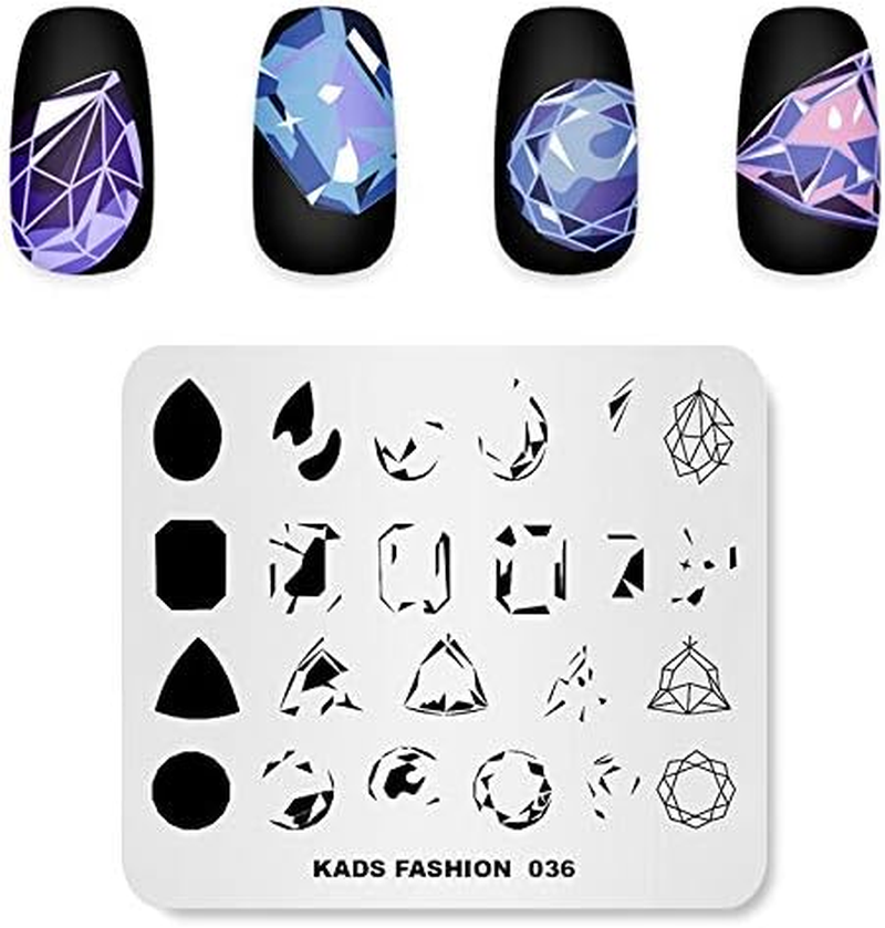 Image Template Nail Art Stamping Plate with Crystal Gem Patterns for DIY Manicure Print Transfer Tools