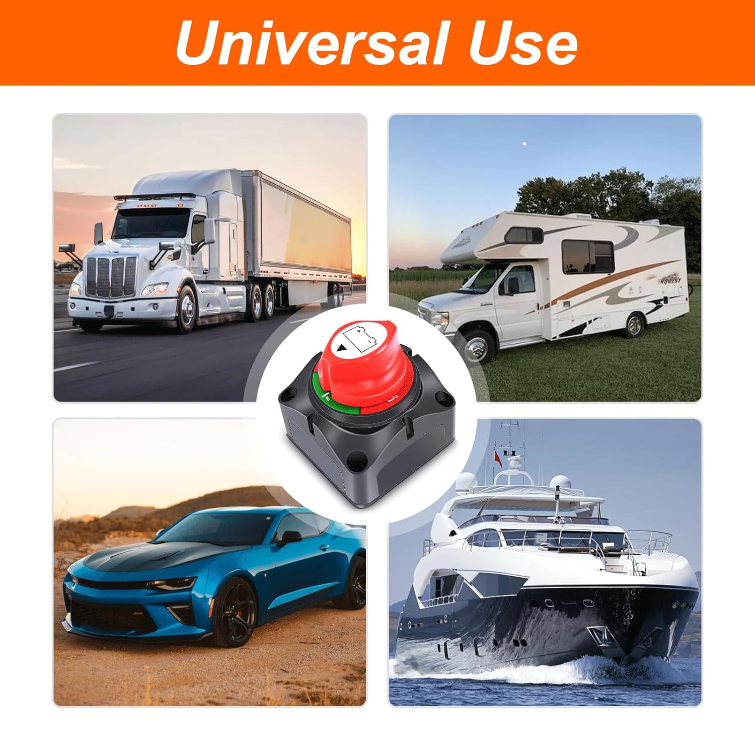 MAEZOE Battery Disconnect Switch 12V Master, 12V-48V Waterproof Battery Shut off Switch 275Amps High Current for Car Marine Boat RV (On/Off) image number 1